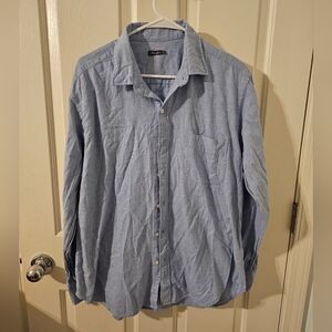 J McLaughlin Shirt Blue Solid Button Up Regular Fit Casual Size L